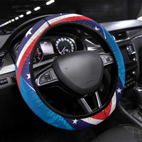 Scottish-American Heritage Month Steering Wheel Cover Highland Cow and USA-eagle