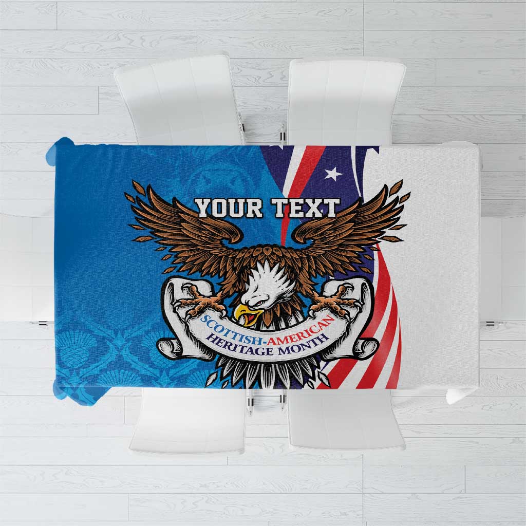 Scottish-American Heritage Month Personalized Tablecloth Highland Cow and USA-eagle