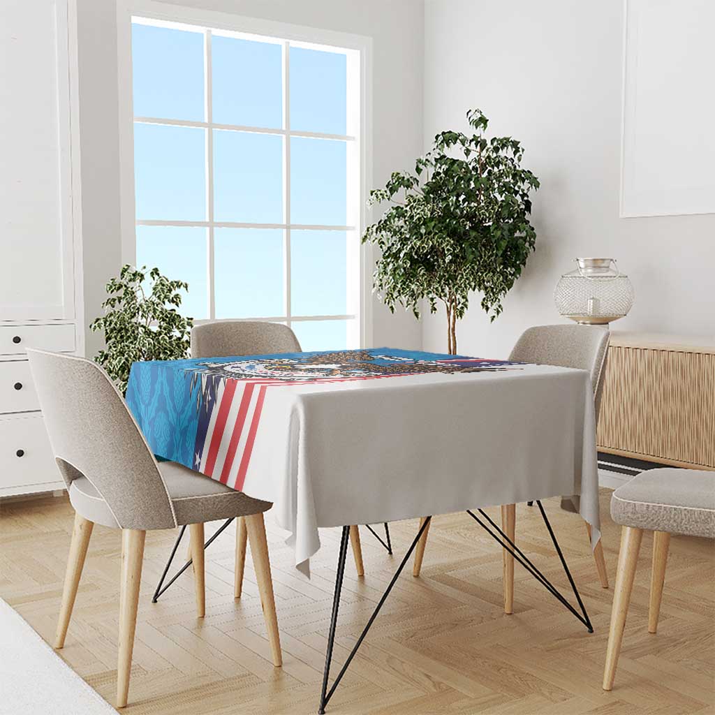 Scottish-American Heritage Month Personalized Tablecloth Highland Cow and USA-eagle