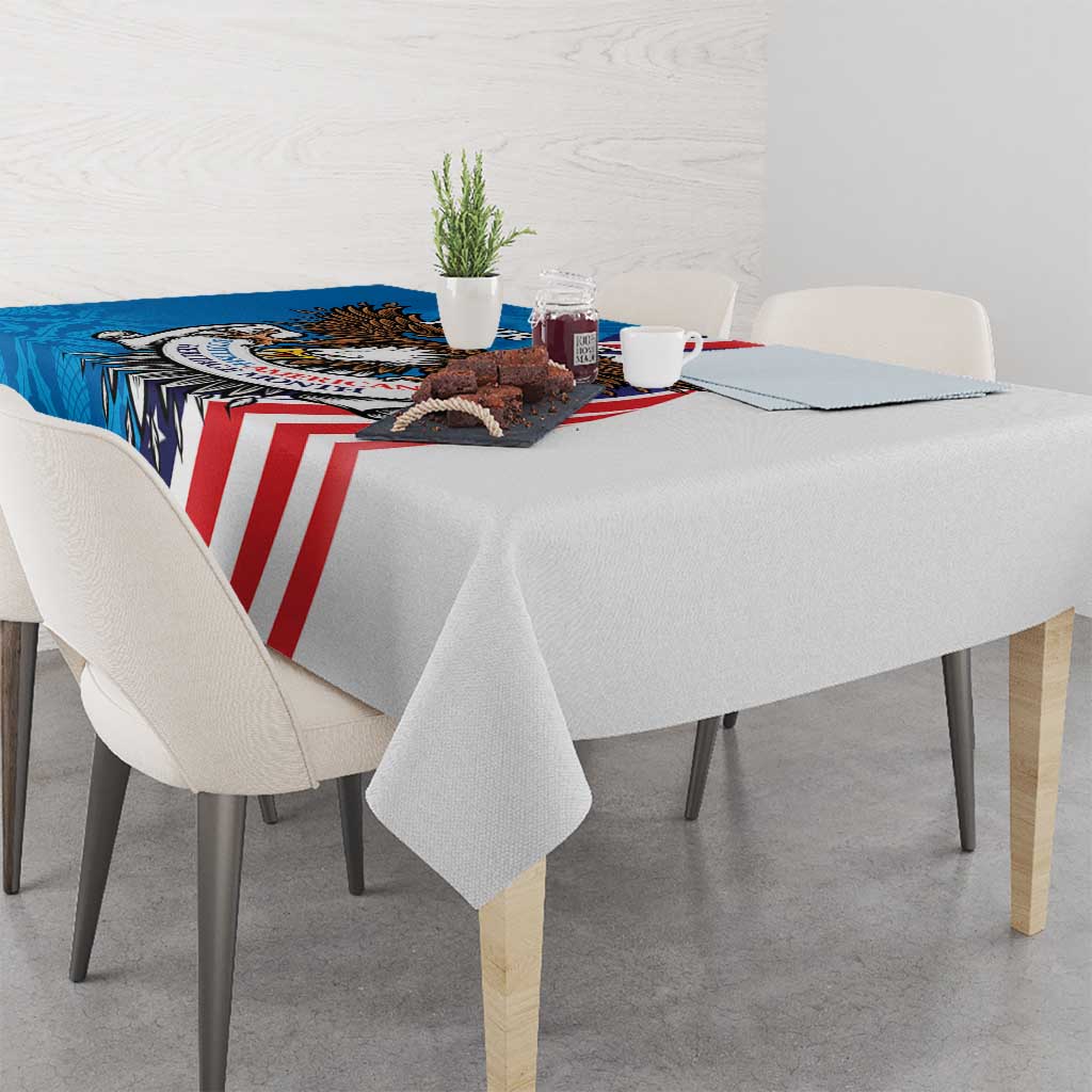 Scottish-American Heritage Month Personalized Tablecloth Highland Cow and USA-eagle