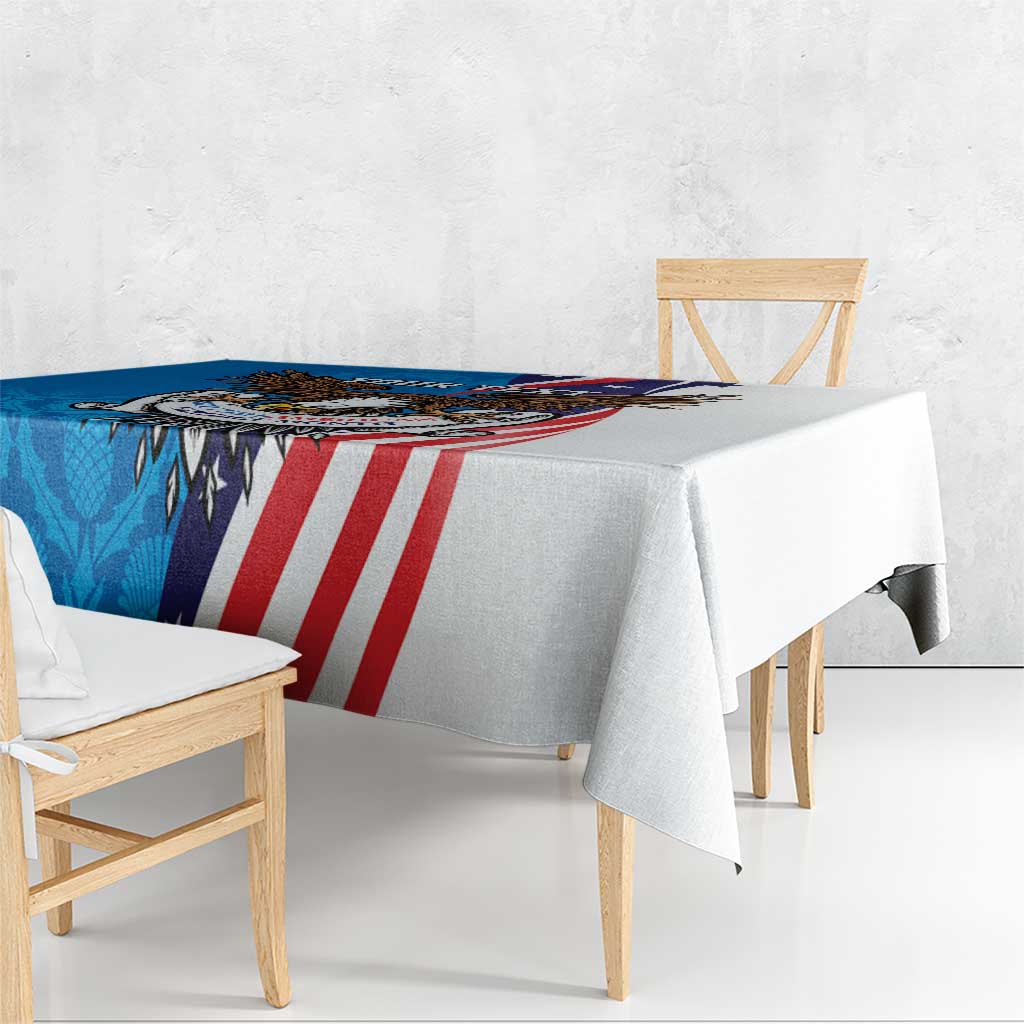 Scottish-American Heritage Month Personalized Tablecloth Highland Cow and USA-eagle