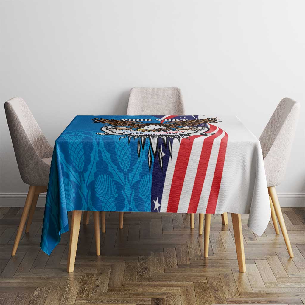 Scottish-American Heritage Month Personalized Tablecloth Highland Cow and USA-eagle