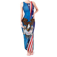 Scottish-American Heritage Month Personalized Tank Maxi Dress Highland Cow and USA-eagle