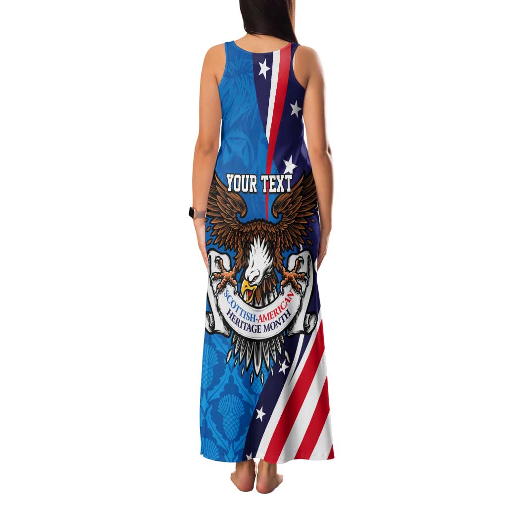 Scottish-American Heritage Month Personalized Tank Maxi Dress Highland Cow and USA-eagle