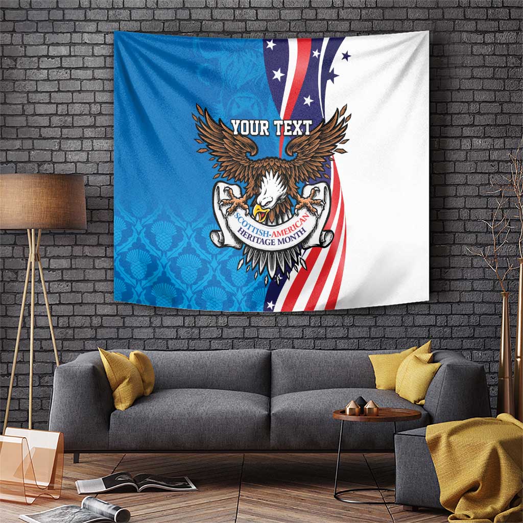 Scottish-American Heritage Month Personalized Tapestry Highland Cow and USA-eagle