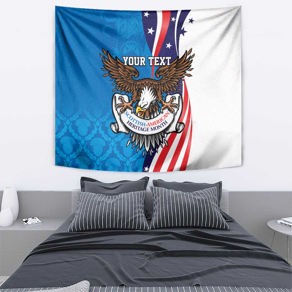 Scottish-American Heritage Month Personalized Tapestry Highland Cow and USA-eagle