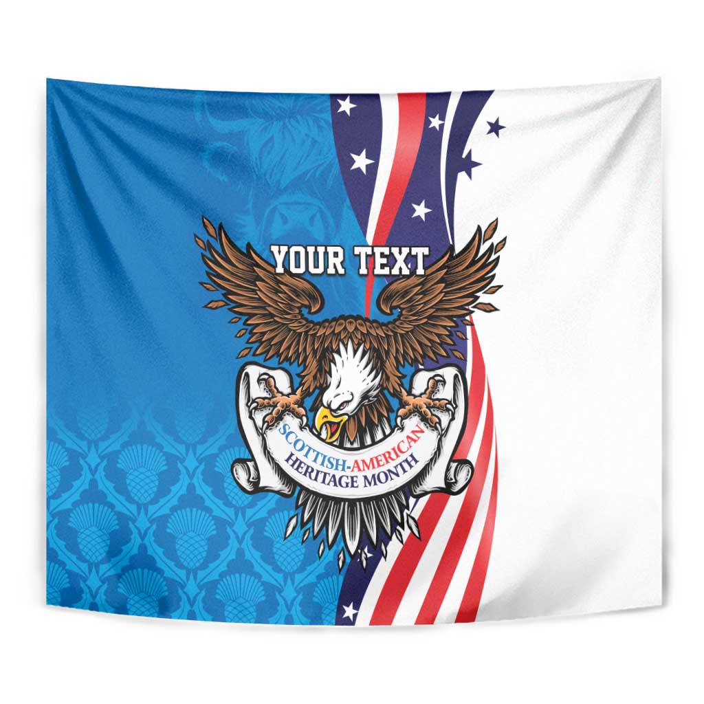 Scottish-American Heritage Month Personalized Tapestry Highland Cow and USA-eagle