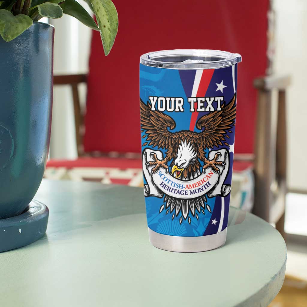 Scottish-American Heritage Month Personalized Tumbler Cup Highland Cow and USA-eagle