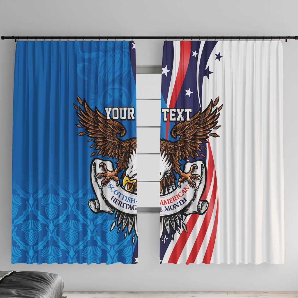Scottish-American Heritage Month Personalized Window Curtain Highland Cow and USA-eagle