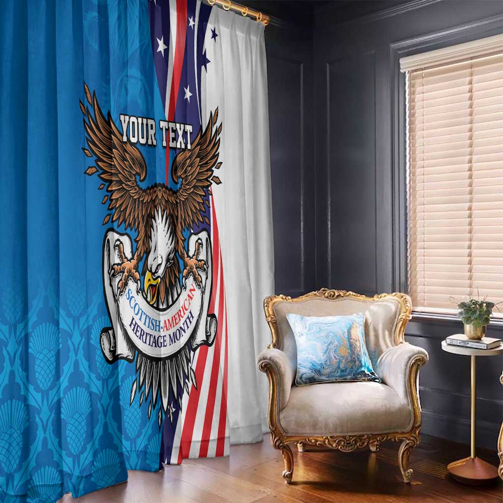 Scottish-American Heritage Month Personalized Window Curtain Highland Cow and USA-eagle
