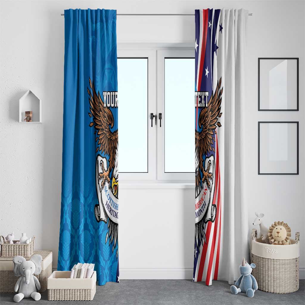 Scottish-American Heritage Month Personalized Window Curtain Highland Cow and USA-eagle
