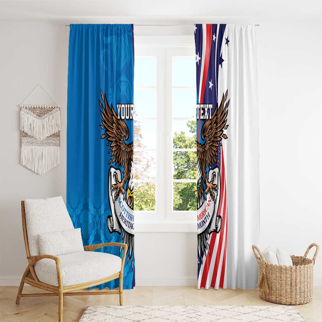 Scottish-American Heritage Month Personalized Window Curtain Highland Cow and USA-eagle