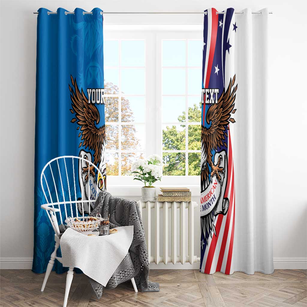 Scottish-American Heritage Month Personalized Window Curtain Highland Cow and USA-eagle