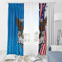 Scottish-American Heritage Month Personalized Window Curtain Highland Cow and USA-eagle