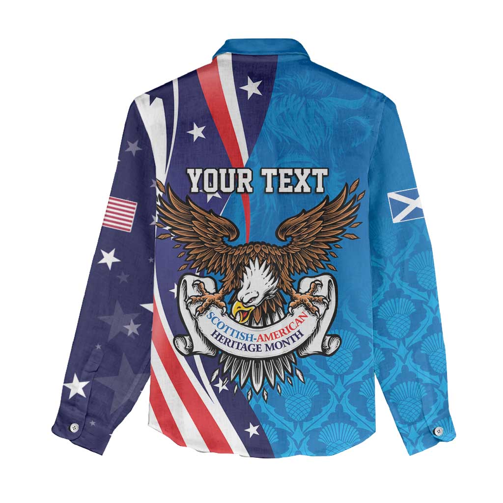 Scottish-American Heritage Month Personalized Women Casual Shirt Highland Cow and USA-eagle