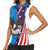 Scottish-American Heritage Month Personalized Women Sleeveless Polo Shirt Highland Cow and USA-eagle