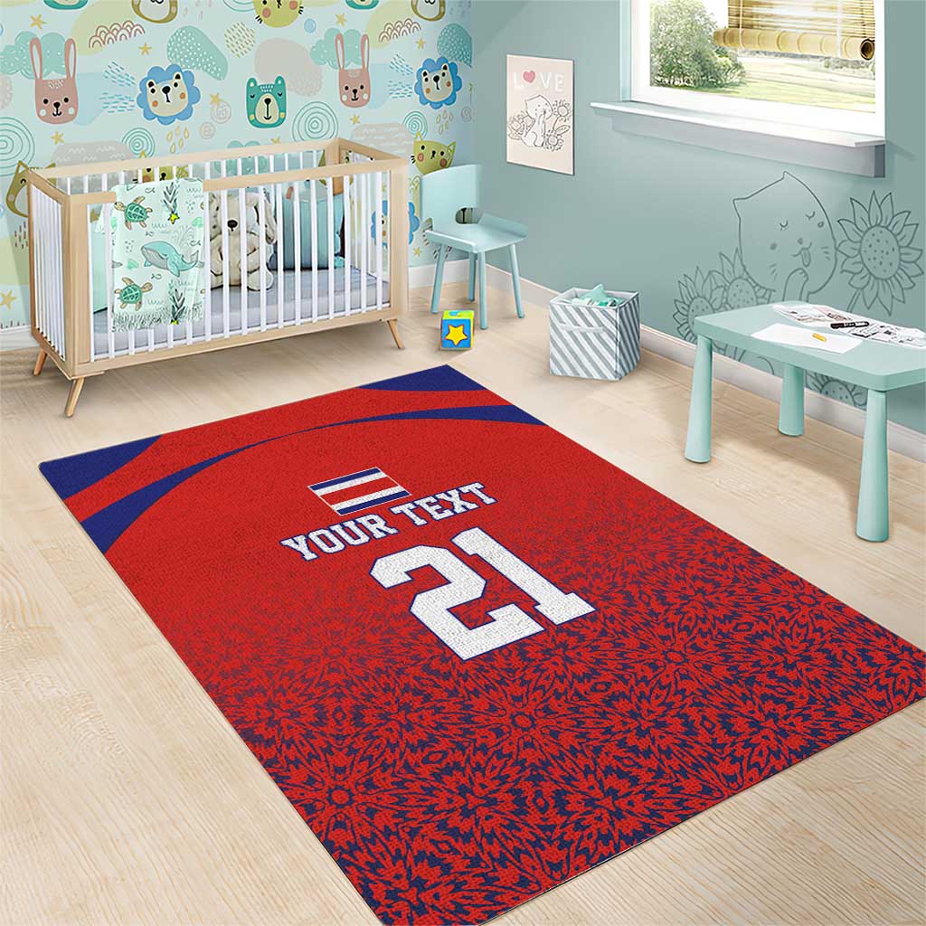 Costa Rica Football Custom Area Rug Los Ticos Go Champions