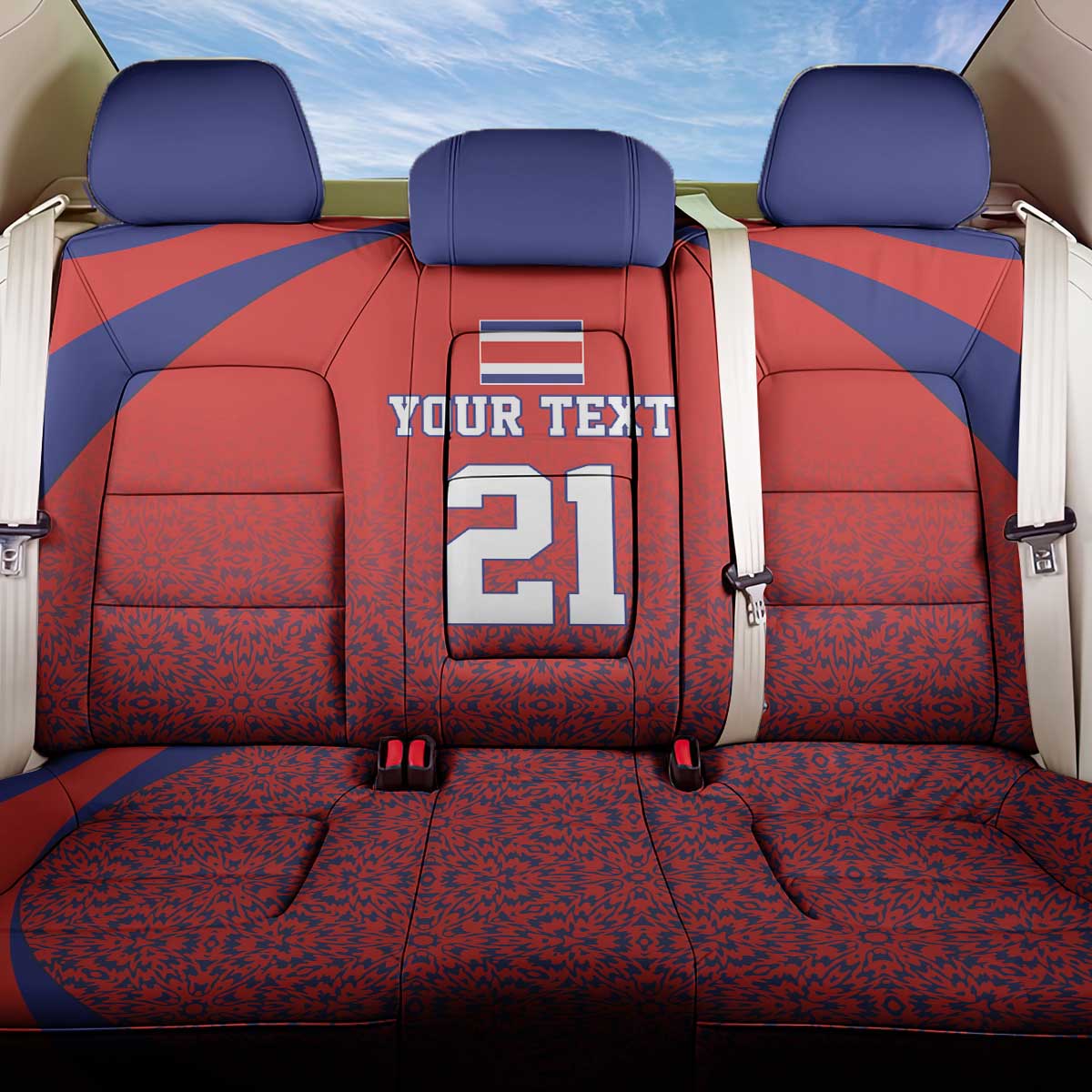 Costa Rica Football Custom Back Car Seat Cover Los Ticos Go Champions