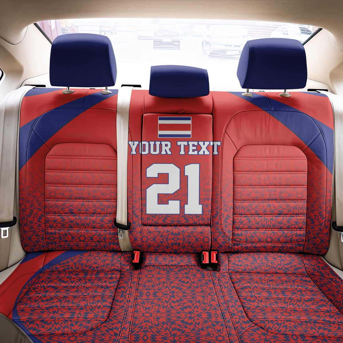 Costa Rica Football Custom Back Car Seat Cover Los Ticos Go Champions