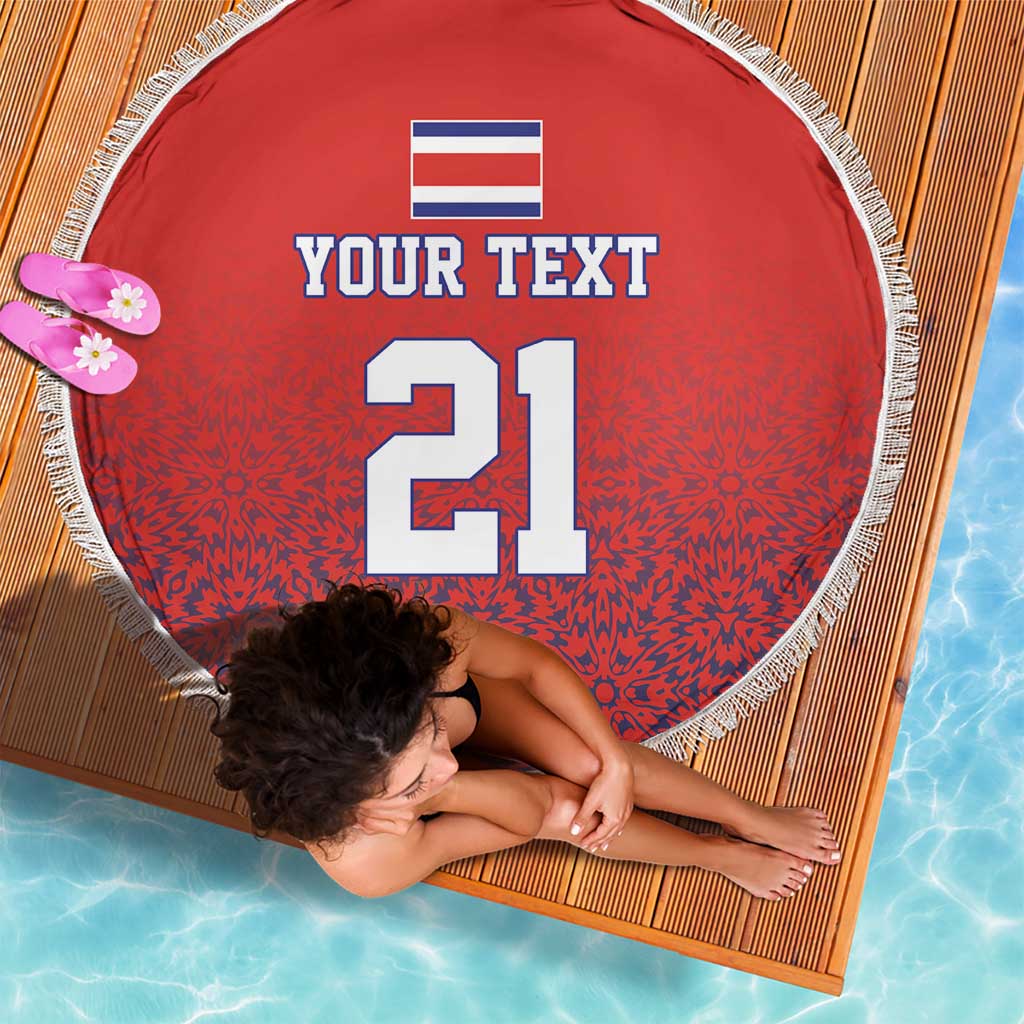 Costa Rica Football Custom Beach Blanket Los Ticos Go Champions