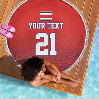 Costa Rica Football Custom Beach Blanket Los Ticos Go Champions