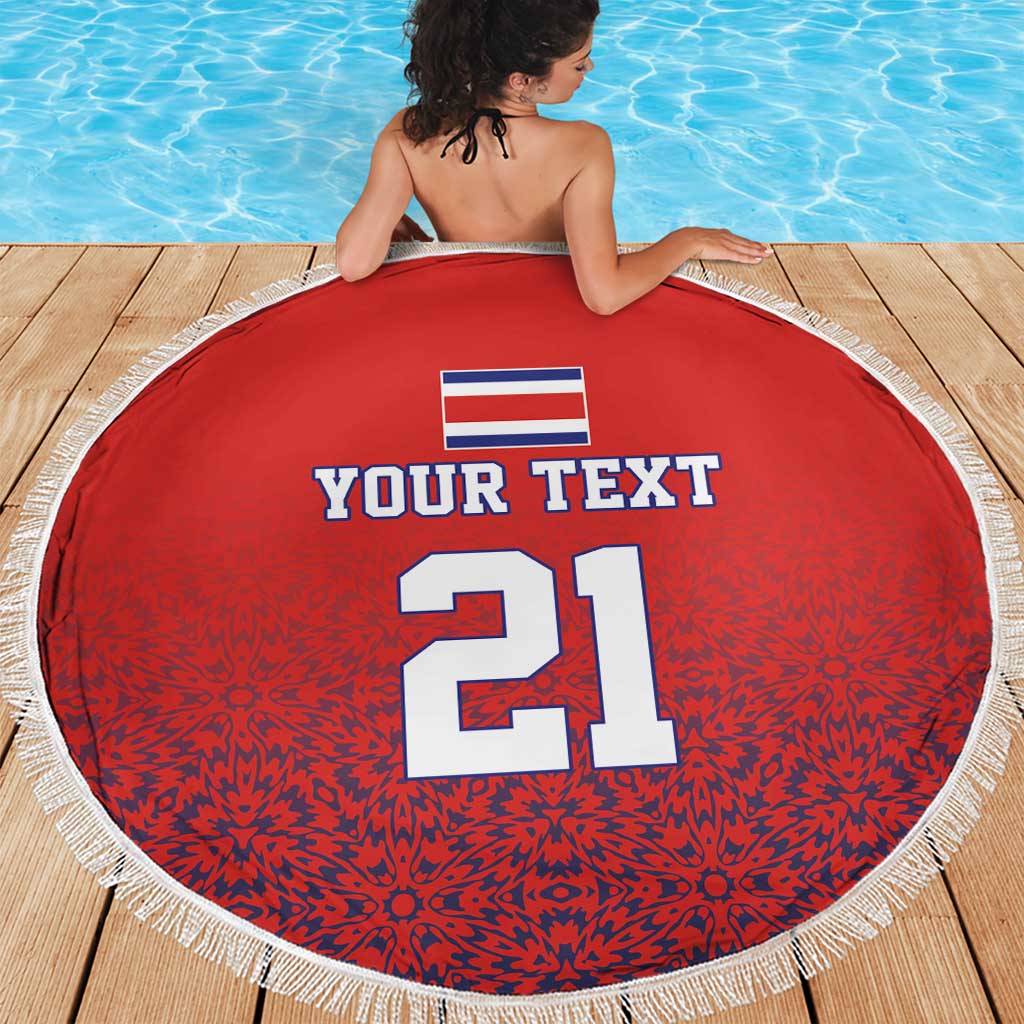 Costa Rica Football Custom Beach Blanket Los Ticos Go Champions