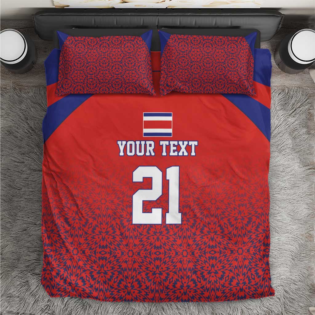 Costa Rica Football Custom Bedding Set Los Ticos Go Champions