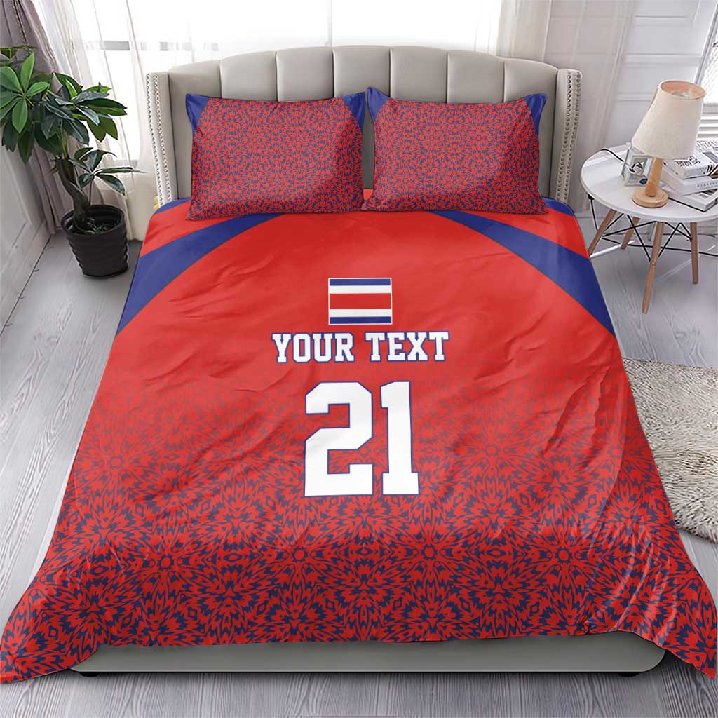 Costa Rica Football Custom Bedding Set Los Ticos Go Champions