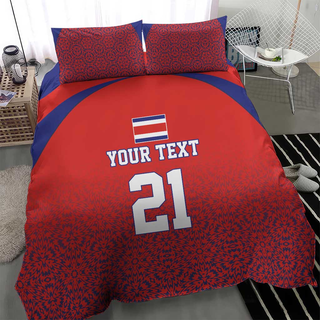 Costa Rica Football Custom Bedding Set Los Ticos Go Champions