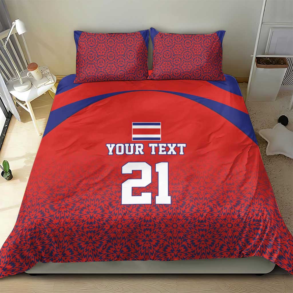 Costa Rica Football Custom Bedding Set Los Ticos Go Champions