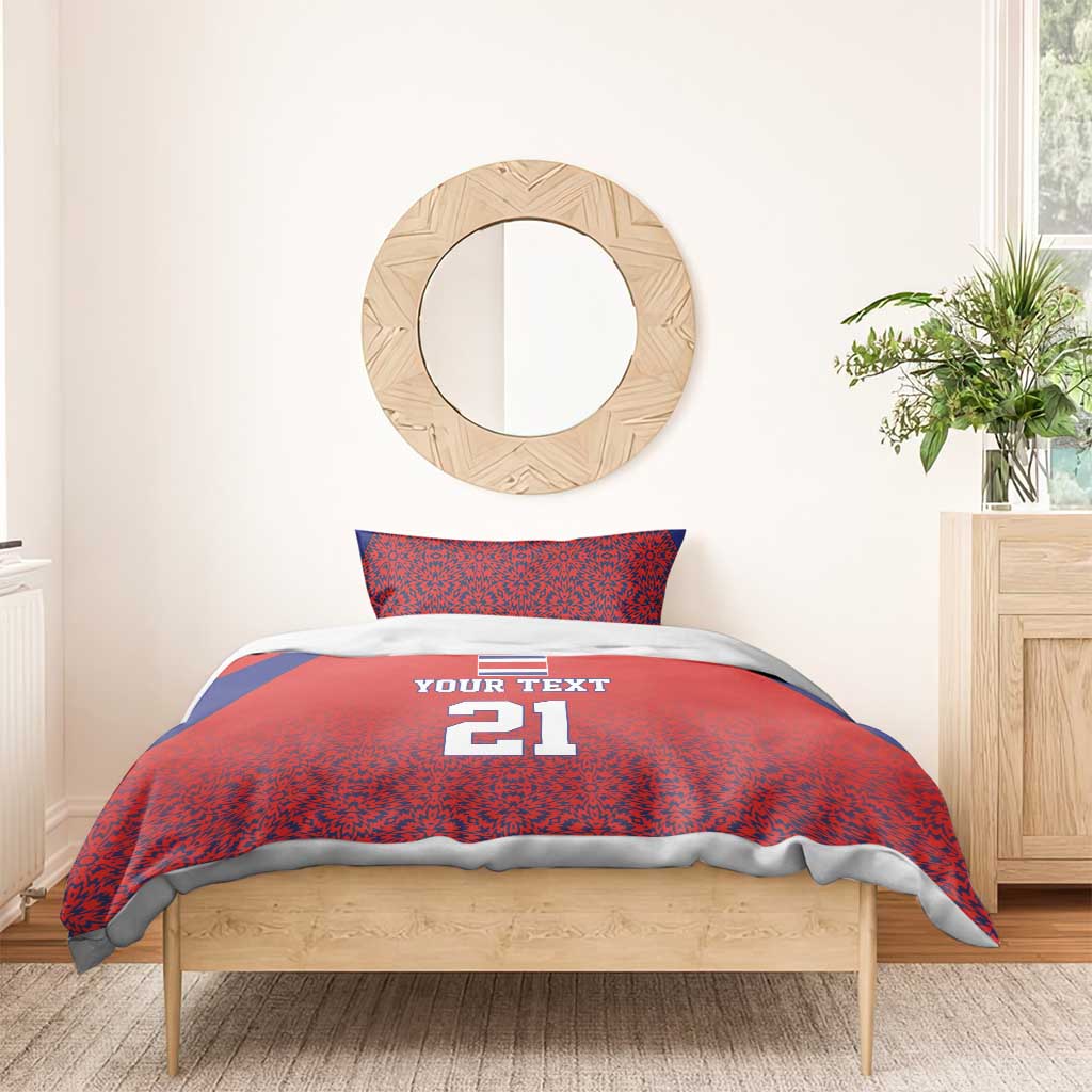 Costa Rica Football Custom Bedding Set Los Ticos Go Champions