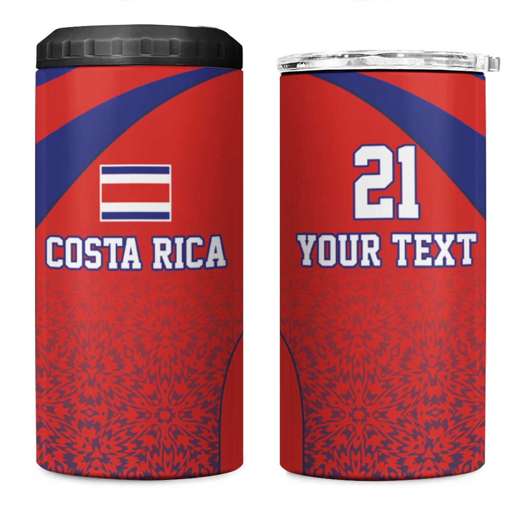 Costa Rica Football Custom 4 in 1 Can Cooler Tumbler Los Ticos Go Champions
