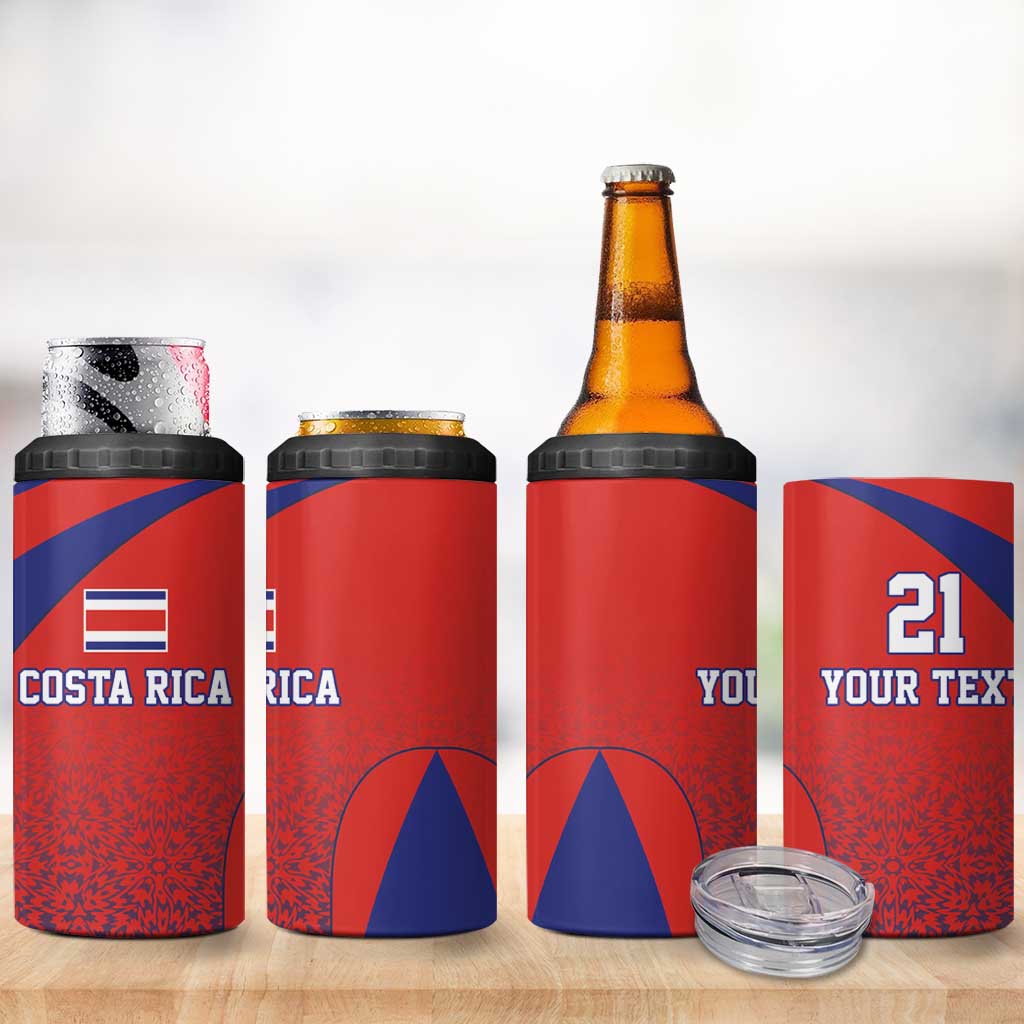 Costa Rica Football Custom 4 in 1 Can Cooler Tumbler Los Ticos Go Champions