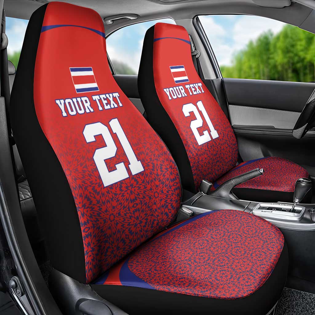Costa Rica Football Custom Car Seat Cover Los Ticos Go Champions