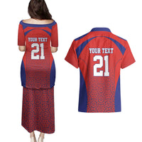 Costa Rica Football Custom Couples Matching Puletasi and Hawaiian Shirt Los Ticos Go Champions