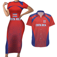Costa Rica Football Custom Couples Matching Short Sleeve Bodycon Dress and Hawaiian Shirt Los Ticos Go Champions