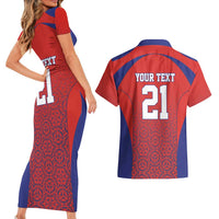 Costa Rica Football Custom Couples Matching Short Sleeve Bodycon Dress and Hawaiian Shirt Los Ticos Go Champions