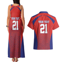Costa Rica Football Custom Couples Matching Tank Maxi Dress and Hawaiian Shirt Los Ticos Go Champions