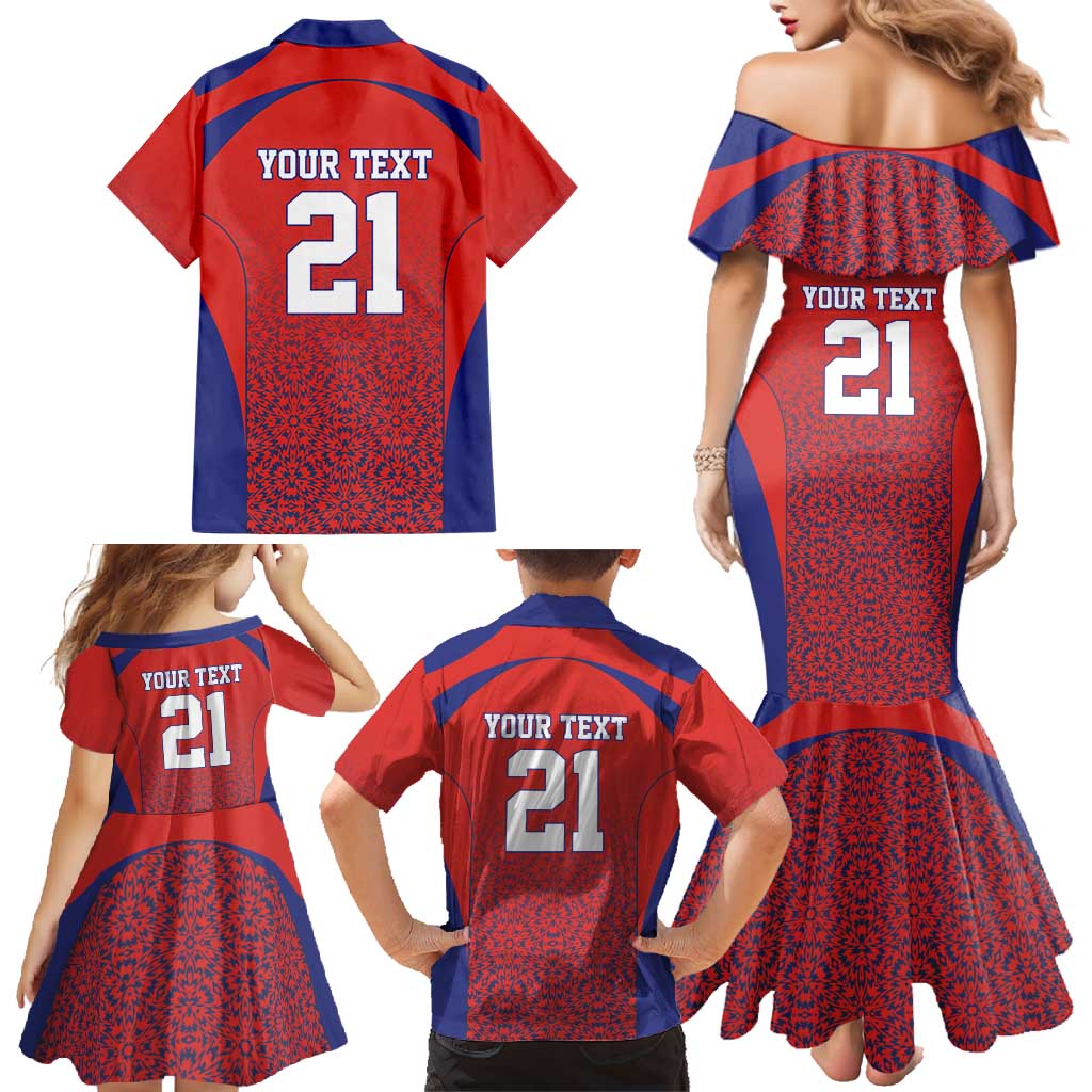 Costa Rica Football Custom Family Matching Mermaid Dress and Hawaiian Shirt Los Ticos Go Champions