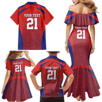 Costa Rica Football Custom Family Matching Mermaid Dress and Hawaiian Shirt Los Ticos Go Champions