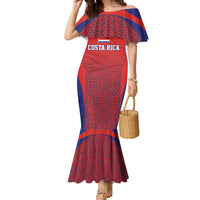 Costa Rica Football Custom Family Matching Mermaid Dress and Hawaiian Shirt Los Ticos Go Champions