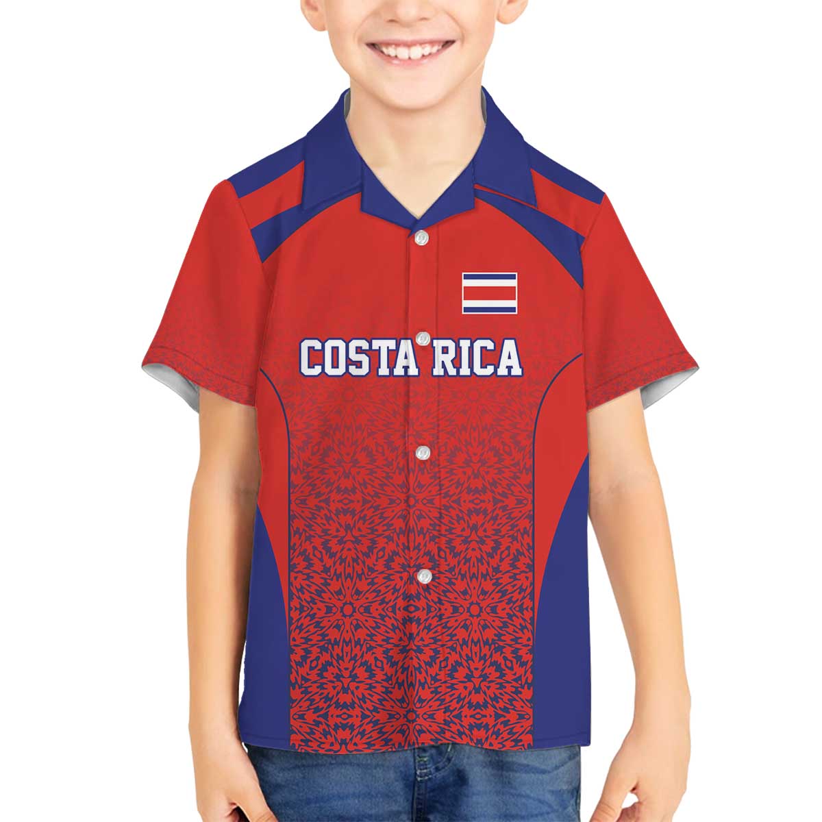 Costa Rica Football Custom Family Matching Off The Shoulder Long Sleeve Dress and Hawaiian Shirt Los Ticos Go Champions