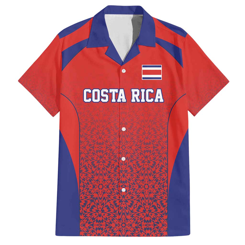 Costa Rica Football Custom Family Matching Off Shoulder Maxi Dress and Hawaiian Shirt Los Ticos Go Champions