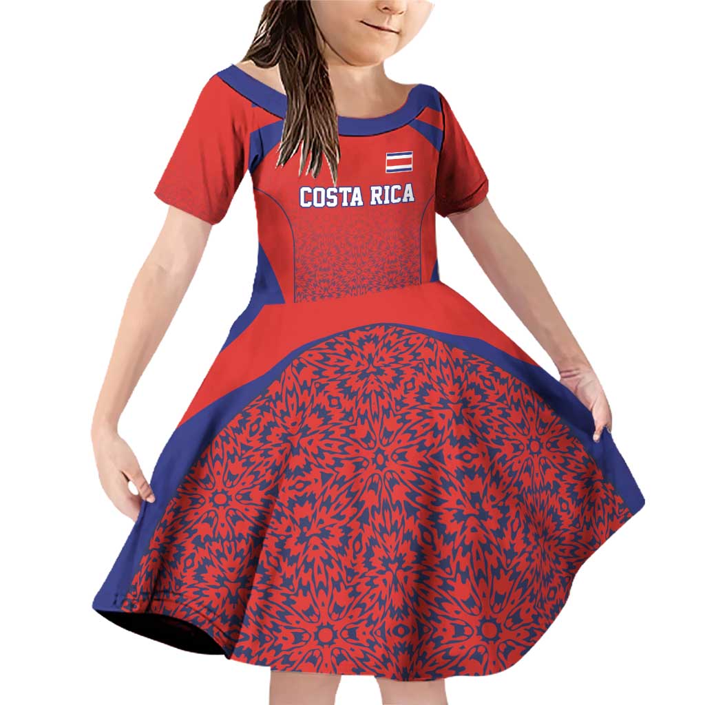 Costa Rica Football Custom Family Matching Off Shoulder Short Dress and Hawaiian Shirt Los Ticos Go Champions