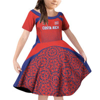 Costa Rica Football Custom Family Matching Off Shoulder Short Dress and Hawaiian Shirt Los Ticos Go Champions
