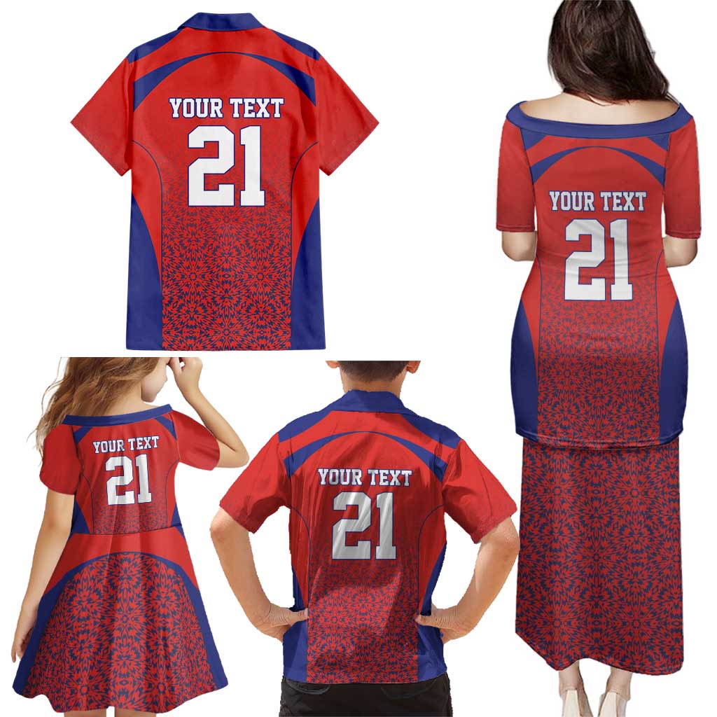 Costa Rica Football Custom Family Matching Puletasi and Hawaiian Shirt Los Ticos Go Champions