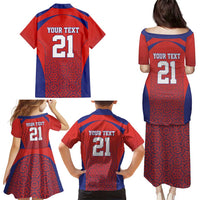 Costa Rica Football Custom Family Matching Puletasi and Hawaiian Shirt Los Ticos Go Champions