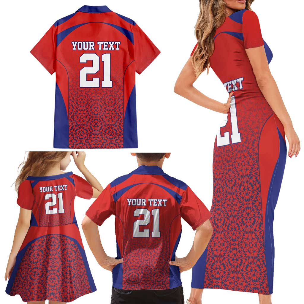 Costa Rica Football Custom Family Matching Short Sleeve Bodycon Dress and Hawaiian Shirt Los Ticos Go Champions