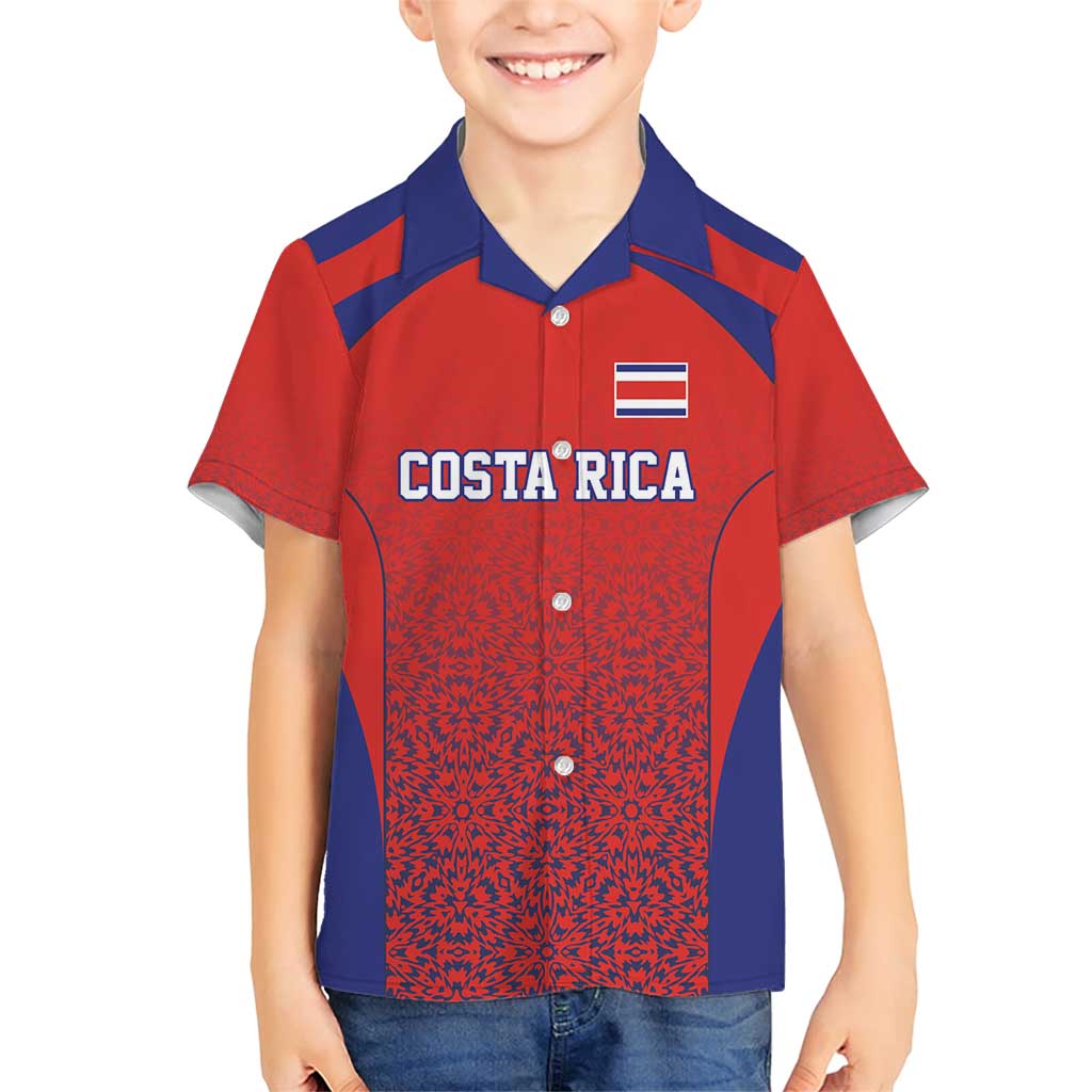 Costa Rica Football Custom Family Matching Short Sleeve Bodycon Dress and Hawaiian Shirt Los Ticos Go Champions