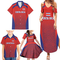 Costa Rica Football Custom Family Matching Summer Maxi Dress and Hawaiian Shirt Los Ticos Go Champions